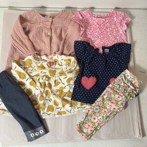Baby Girl Lot 12M Lot Of 6 Tops And‎ Pants Mixed Brands Casual Everyday
